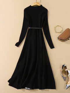 Elegant Long Sleeve Knit Dress with Ankle Length (2020)