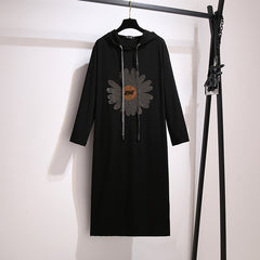 2020 Plus Size Women's Long Sleeve Hoodie Dress
