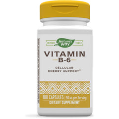Natures Way Vitamin B-6 Supplement Cellular Energy Support* 50mg per Serving 100 Capsules