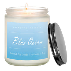 MOASITN Ocean Highly Scented Soy Candle| MelonOsmanthusPatchouli Scented Candles for Home| Handmade Long Lasting| Aromatherapy Candle for WomenMen as BirthdayHousewarmingRelaxing Gifts| 7oz
