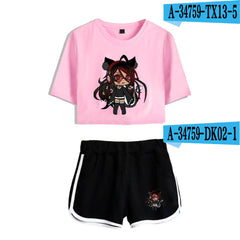 2D Custom Gacha Life Crop Top and Shorts Set