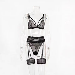 Mesh See-Through Bra Set - Sexy Lingerie (3 Pieces)