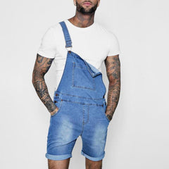 Pink Denim Overall Shorts for Men - Plus Size Summer Wear