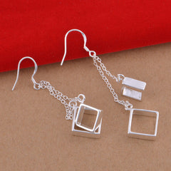 Fashionable 925 Silver Plated Square Earrings (Wholesale)