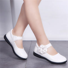 Kids' Purple Rhinestone Leather School Shoes for Girls