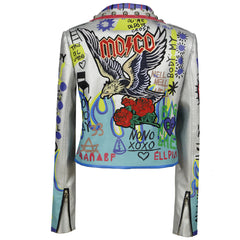 Punk Rock Style Women's Leather Jacket with Studs