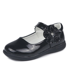 Kids' Purple Rhinestone Leather School Shoes for Girls