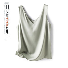 Versatile Women's Solid Silk Satin Tank Top