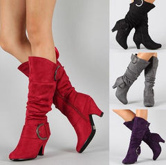Belt Buckle Mid Calf Boots