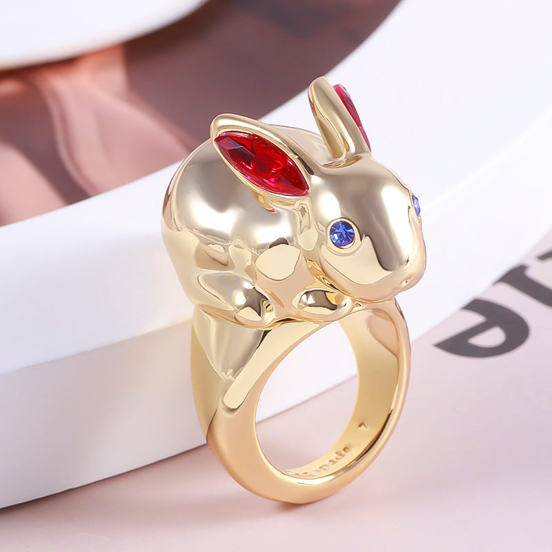 Women's Smooth Metal Rabbit Wealth Ring