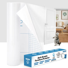 LATAVOLA Anti Cat Scratch Furniture Protector Single-Sided Sticky Couch Protector from Cat Claws Flexible Couch Corner Guard Under Cats Claw Cat Scratch Deterrent Tape Thicken Vinyl (196.8"x11.8")