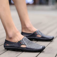 Genuine Leather Casual Men's Sandals - Summer Flat