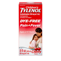 Tylenol Childrens Liquid Pain Relief & Fever Medicine Oral Suspension Dye-Free Acetaminophen Aspirin-Free Ibuprofen-Free High Fructose Corn Syrup-Free; Cherry Flavor 8 fl. oz.; Pack of 1