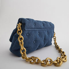 Fashionable Blue Quilted Denim Shoulder Bag (2020)