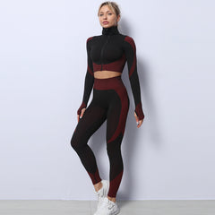 3PCS Women's Seamless Yoga Set - Leggings, Crop Top, Bra
