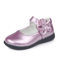 Kids' Purple Rhinestone Leather School Shoes for Girls