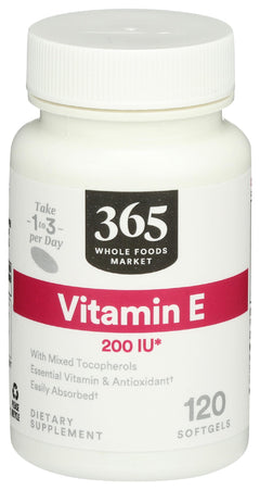 365 by Whole Foods Market Vitamin E 200 Iu W Mixed Tocopherols 120 Softgels
