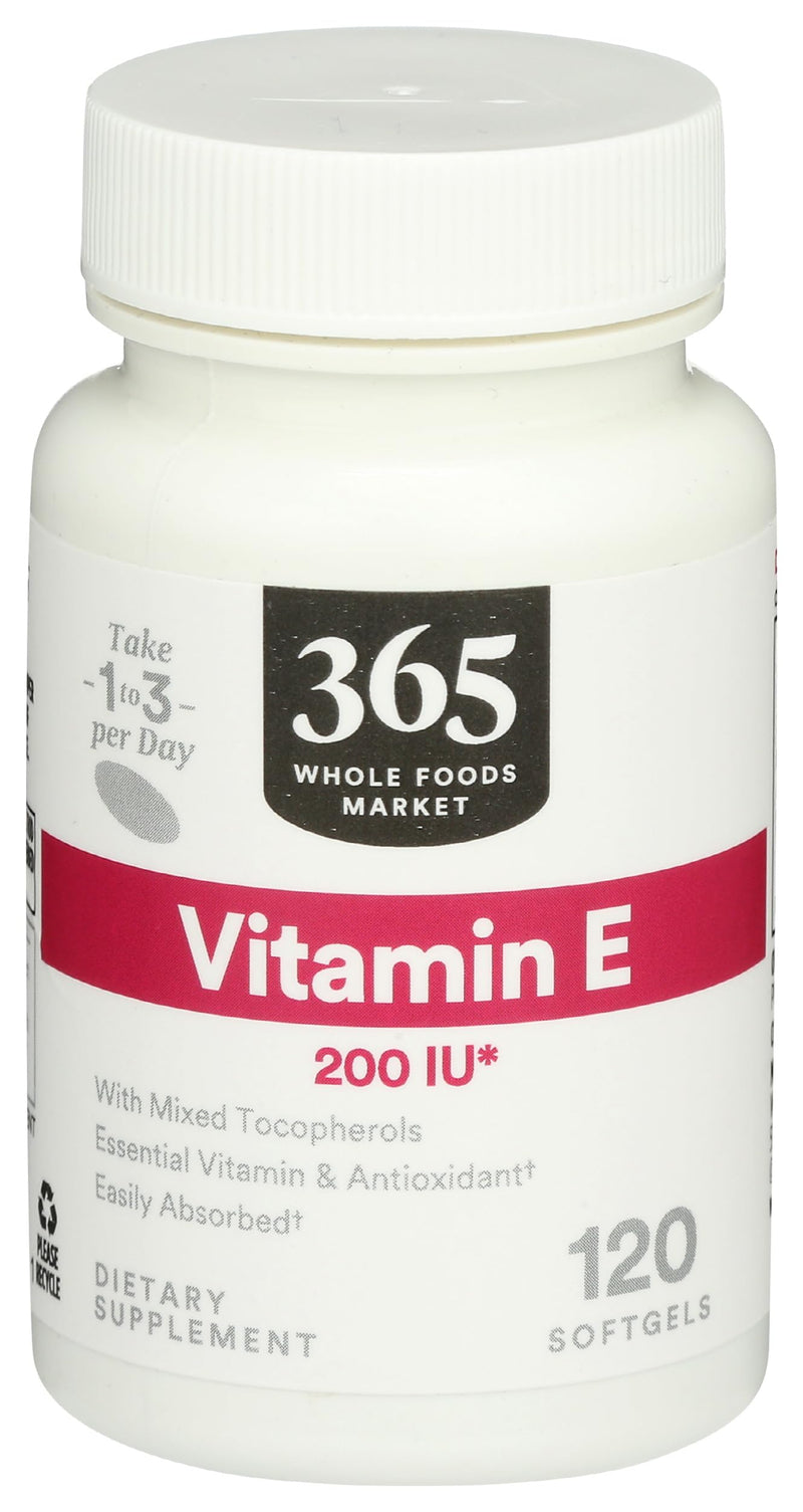 365 by Whole Foods Market Vitamin E 200 Iu W Mixed Tocopherols 120 Softgels