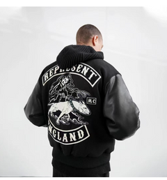 Wukong Monkey Men's Skull Embroidered Flight Jacket