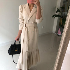 Korean Fashion Tailored Collar Business Dress