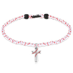 Glenmal 2 Rope Baseball Cross Necklace Boys Baseball Titanium Necklace Stainless Steel Cross Pendant Sports Braided Tornado Baseball Necklace Gifts for Men Kids 20 Inches(Classic Color)