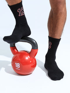 Custom Black Sport Socks with Unique Texture Design