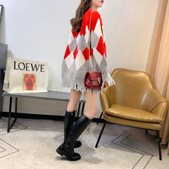 Autumn Cat Sequin Knit Sweater - Loose Fit, Casual