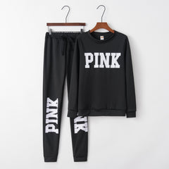 Slim Fit Letter Print Sports Two-Piece Set for Women