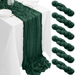 6Pack Emerald Green Cheesecloth Table Runner 35x120Inch Spring Easter Cheese Cloth Table Runner 10FT Boho Gauze Table Runners Rustic Sheer Table Runners for Wedding Bridal Baby Shower Party Decor