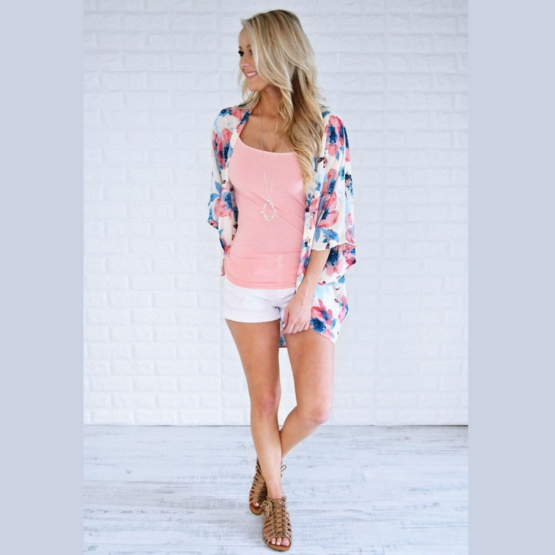 Blueberry Kimono – Lightweight Floral Beach Cover-Up