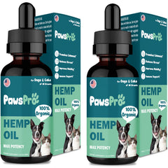 PawsPro Hemp Oil for Dogs and Cats - Helps Pets with Anxiety Pain Stress Sleep Arthritis Seizures Relief - Calming Treats Chews - Support Hip and Joint Health (2 Pack)