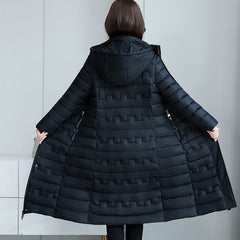 Linggra Long Solid Color Detachable Cotton Jacket