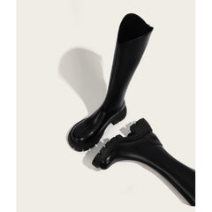2023 New Women's Brown Faux Leather Knee-High Boots