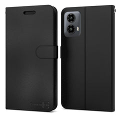 CoverON Pouch for Motorola Moto G 5G (2024) / Moto G Play 5G 2024 Leather Case Wallet RFID Blocking Flip Folio Vegan Leather Phone Carrying Sleeve Credit Card Clutch - Black