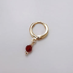 Vintage Floral Red Crystal 14k Gold Asymmetrical Earrings