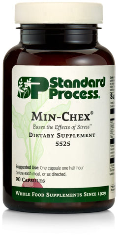 Standard Process Min-Chex - Whole Food Nervous System Supplement Stress Relief with Soy Protein Ascorbic Acid Wheat Germ Vitamin B6 Niacin Iodine - 90 Capsules