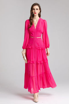 Women's Slim Fit Hollow Waisted Long Dress