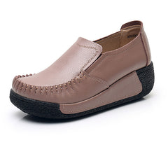 Comfortable Black Genuine Leather Women's Slip-On Loafers