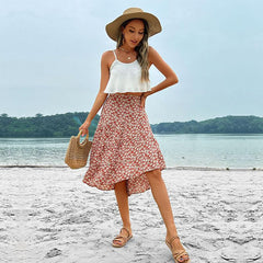 Irregular Floral Print Holiday Skirt