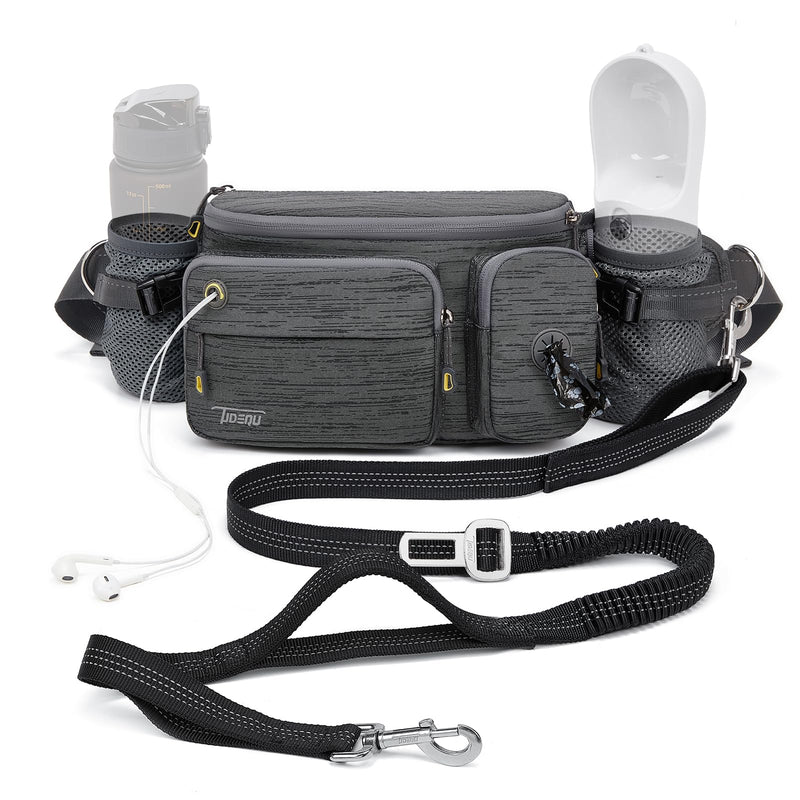 TUDEQU 4-in-1 Running Leash with Large Fanny PackAround The Waist Dog Leash Belt Fanny Pack for Dog Walking