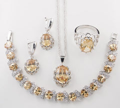 Floral Basket Earrings and Bridal Zircon Jewelry Set