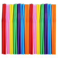 ALINK 300 PCS Flexible Plastic Drinking Straws 10.2 Inches Extra Long Colorful Disposable Bendy Party Fancy Straws
