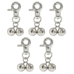 Piutouyar 5 Sets Silver Bell for Dog Collar Cat & Dog Collar Bell Mini Dog Collar Bell Cat Bell Zinc Alloy Charm Training Pet Pendant Accessories for Pet Dogs and Cats Necklace Collar(Style A)