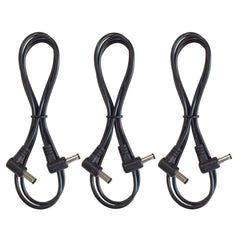 (3) Pack 3 Foot Right Angle DC Power 5.5mm x 2.1mm Patch Cables Wire Male to Male