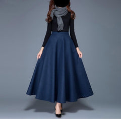 Women's Mid-Length Woolen Swing Skirt for Fall/Winter