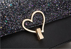 Starry Sequin Shoulder Bag with Accordion Chain Strap