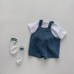 Toddler Girls Summer Clothing Set: Tee & Denim Overall