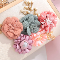 Elegant Floral Chain Shoulder Evening Clutch Bag for Women