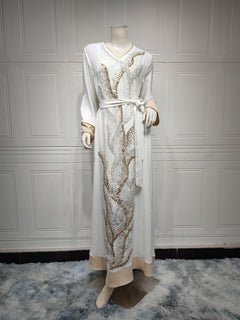AB330 Fashionable Muslim Abaya with Sequin Embroidery