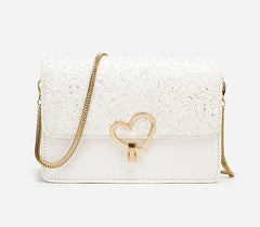 Starry Sequin Shoulder Bag with Accordion Chain Strap